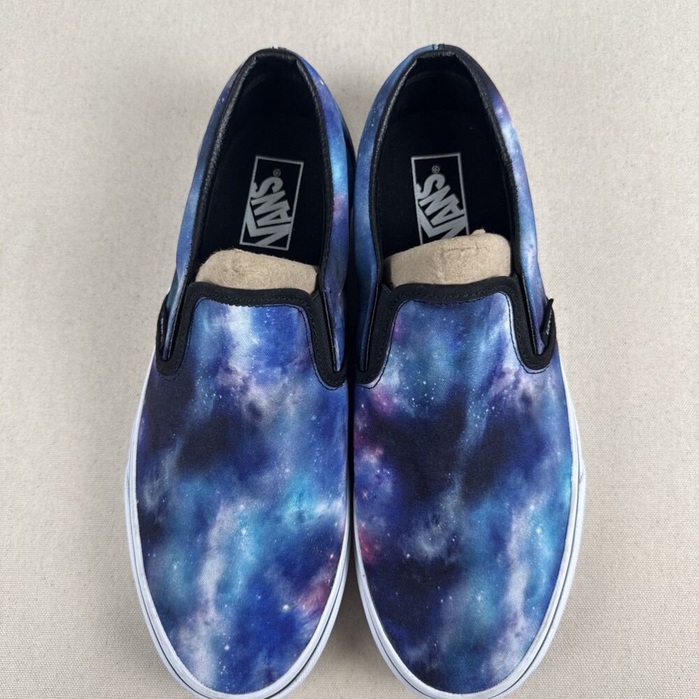 Vans Classic Slip On Galaxy Nebula Cosmic Shoes Men 9.5 Women 11 Blue Purple - Picture 4 of 12